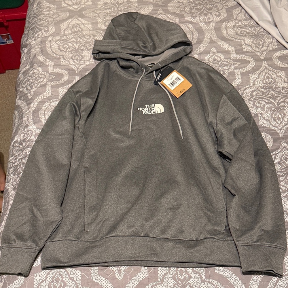 The North Face Charcoal Gray Pullover Hoodie with White Logo